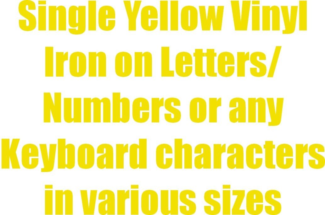 Two Inch Yellow Iron On Characters Letters or Numbers Vinyl Printing 