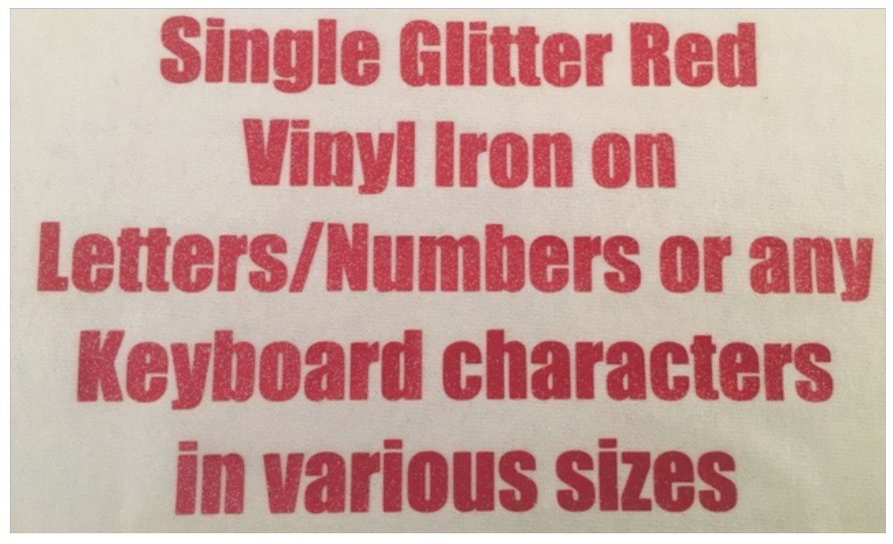 Glitter Red vinyl iron on lettering - JJ's Printing Services